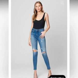 Blank NYC Jeans Womens 30 Blue The Bond Mid Rise distressed Skinny Denim